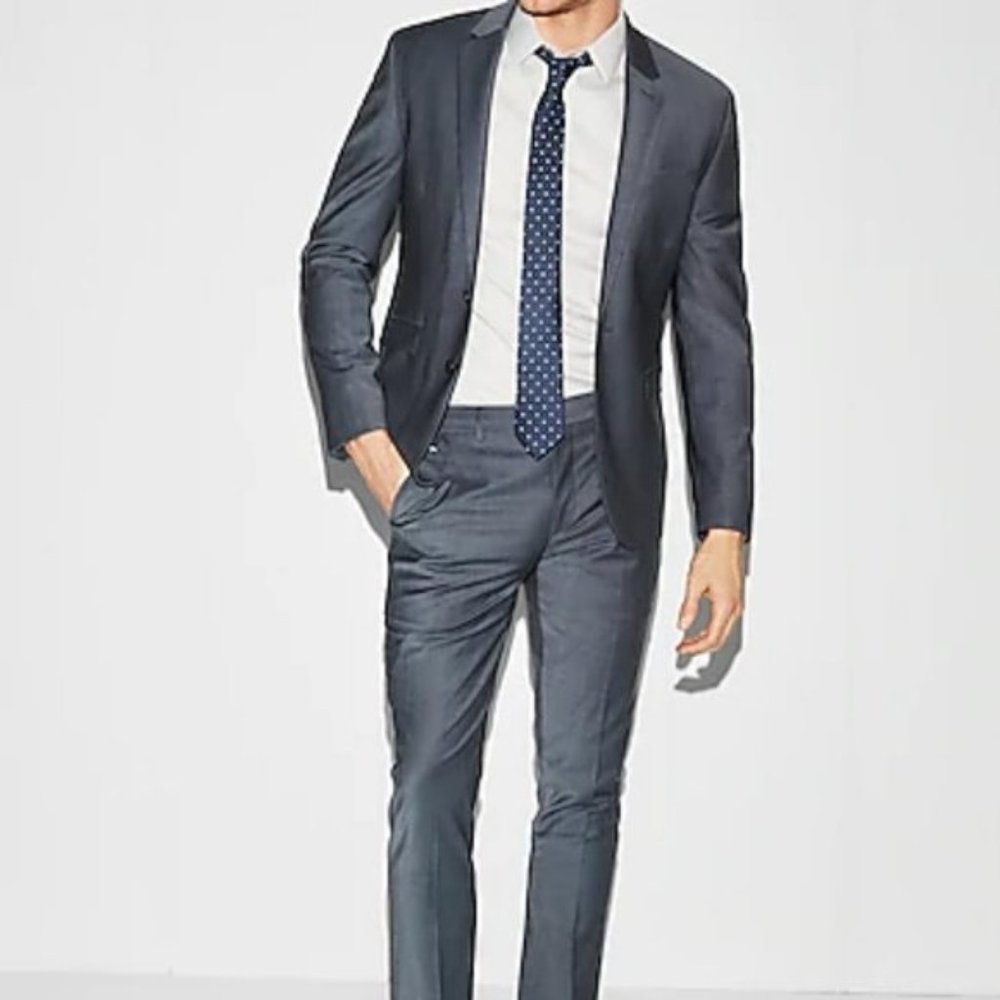 EXPRESS MEN'S ExtraSlim Dusty Blue Wool-Blend Suit